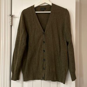 Olive Green J Crew wool & cashmere cardigan